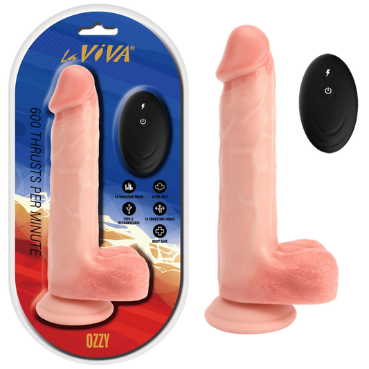 La Viva Ozzy Remote Control Rechargeable Realistic Dildo - Vibrating Dildos