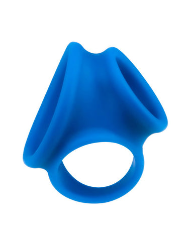 Lovetoy Pinnacle Pro Trio Grip Enhancer Mens Cock and Balls Ring Blue - Ball and Cock Toys