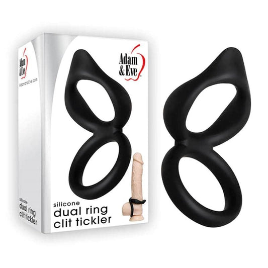 Adam & Eve Silicone Dual Ring Clit Stimulator - Heighten Arousal Stretchy Cock Rings