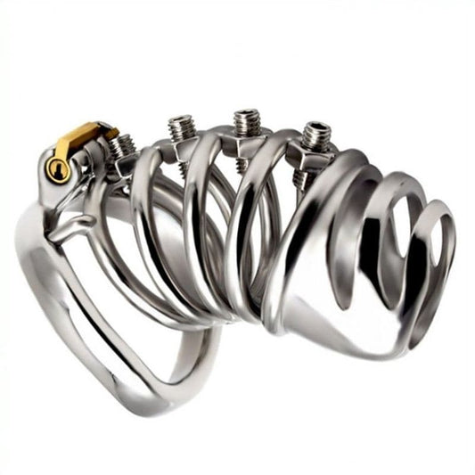 Bolted Chastity Cage With Spikes - Male Chastity