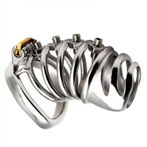 Bolted Chastity Cage With Spikes - Male Chastity