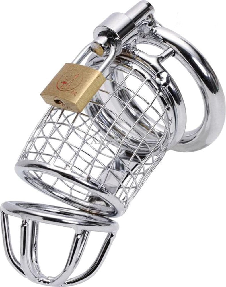 Caged Dragon Male Chastity Device Silver Male Chastity