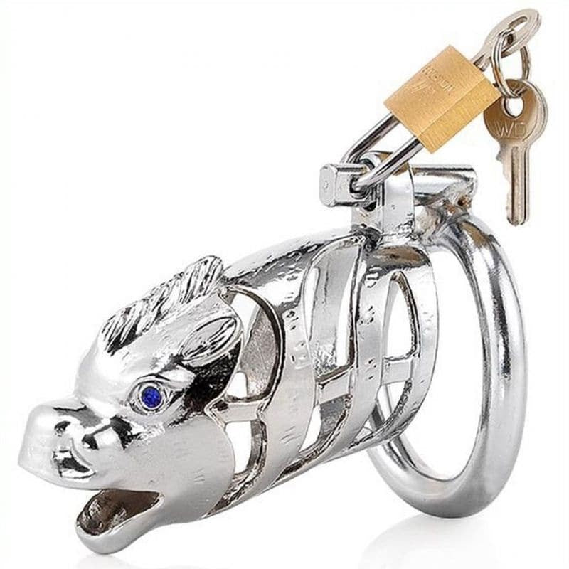 Chinese Zodiac Cock Cage - Horse - SILVER Male Chastity