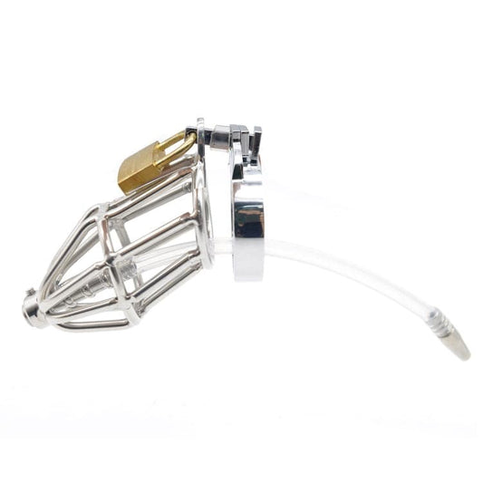 Cock Cage With Cum Through Catheter Tube - Male Chastity