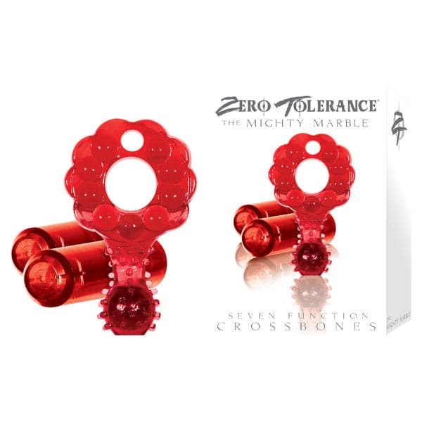 Crossbones Mighty Marble Double Bullet in Red Cock Rings