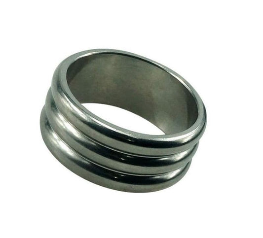 Deep Grooved Steel Cock Ring - Cock Rings
