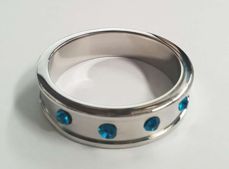 Deep Shallow Cock Ring 55mm Sapphire Gemmed Cock Rings