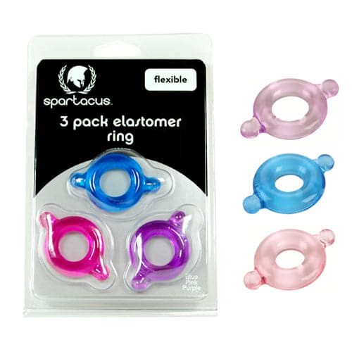 Elastomer Cock Ring 3 Pack - Set 2 Cock Rings