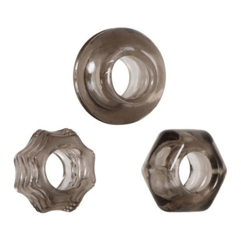 Zero Tolerance Triple Thick Cock Ring Set 3 Piece Smoke - Cock Ring Sets