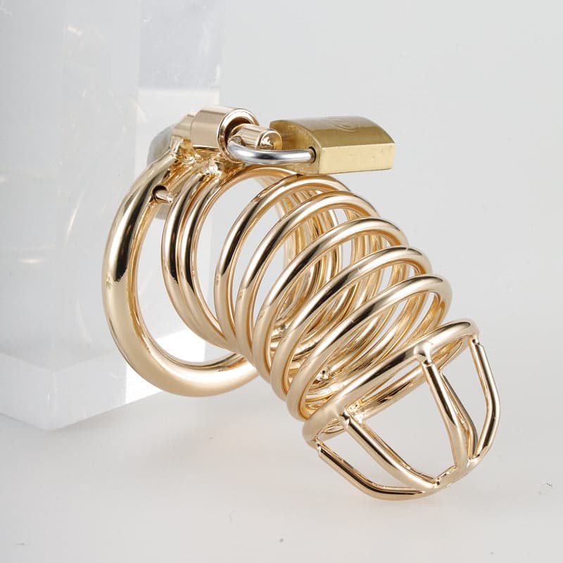 Gold Metal Chastity Cage Device Male Chastity