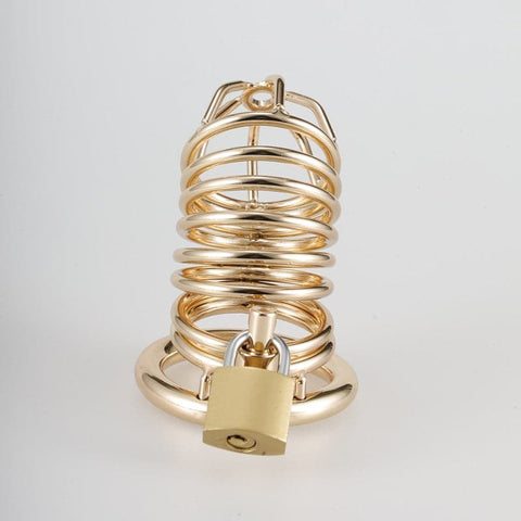 Gold Metal Chastity Cage Device - Male Chastity
