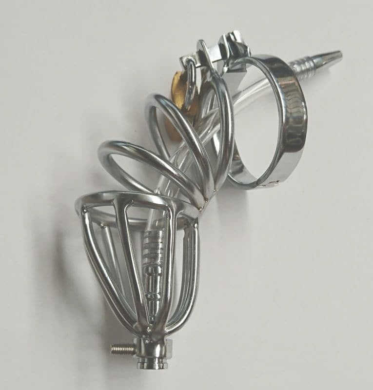 Hoop Male Chastity Cage with Urethral Tube Male Chastity