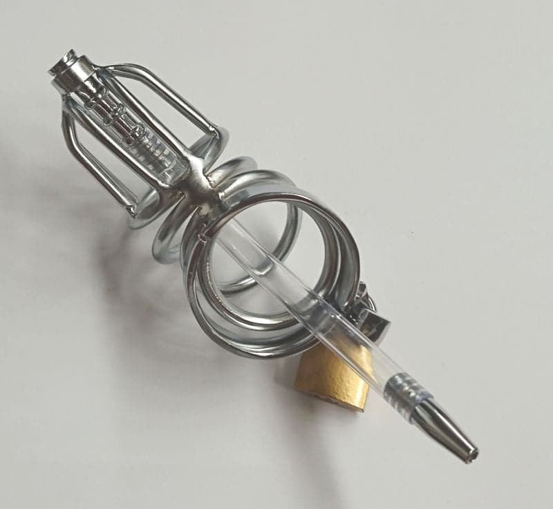 Hoop Male Chastity Cage with Urethral Tube Male Chastity