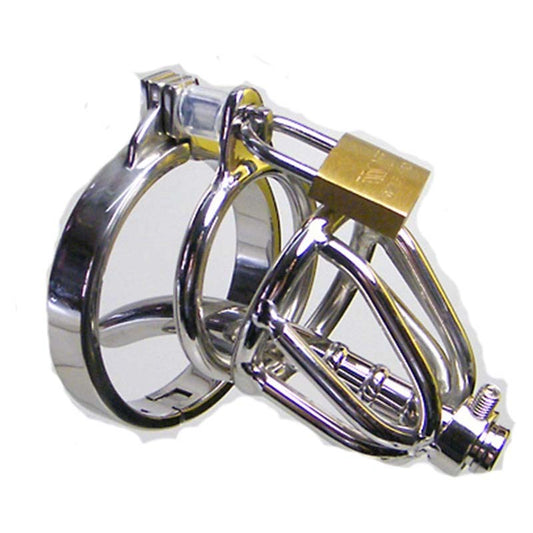 Locked In Pee Thru Steel Male Chastity Cage - Male Chastity