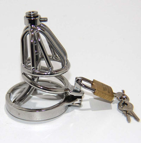 Locked In Pee Thru Steel Male Chastity Cage - Male Chastity