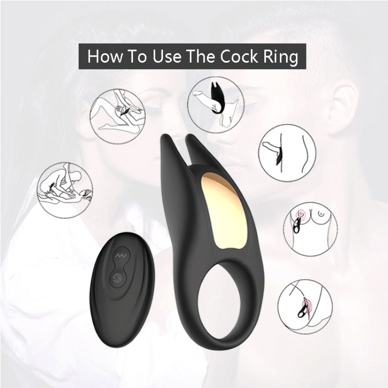 Lucas II Devil Ear Vibrating Ring with Remote Ball and Cock Toys