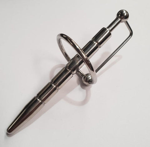 Hell's Couture Ribbed Penis Plug with Glans Ring - Penis Plugs