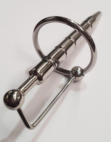 Hell's Couture Ribbed Penis Plug with Glans Ring - Penis Plugs