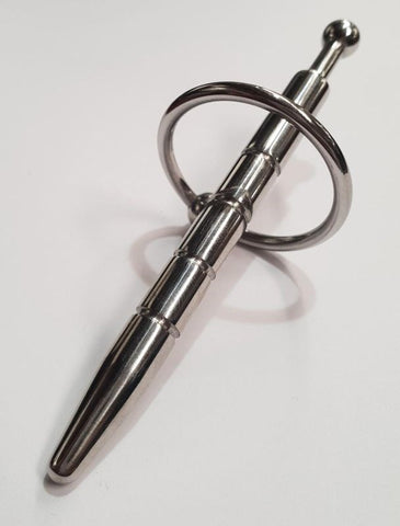 Hell's Couture Ribbed Penis Plug with Glans Ring - Penis Plugs