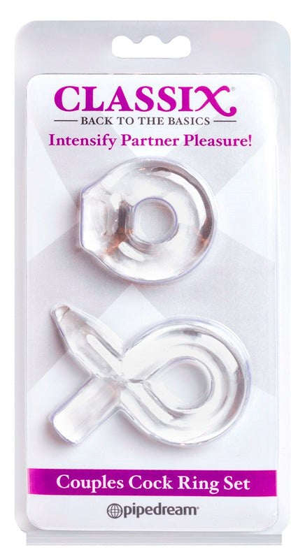 Pipedream Classix Couples Cock Ring Set Clear Ball and Cock Toys