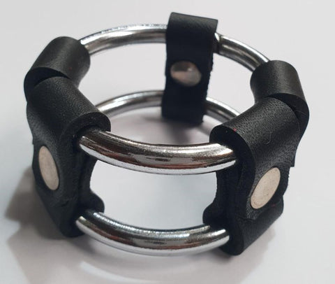 Plain Tube Steel Double Cock Ring Black - Cock Rings