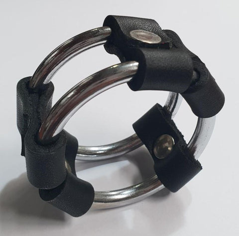 Plain Tube Steel Double Cock Ring Black - Cock Rings