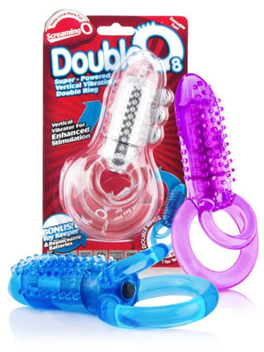 DoubleO 8 - Dual-Ring Vibrating Erection Enhancer for Mutual Satisfaction - Vibrating Cock Rings