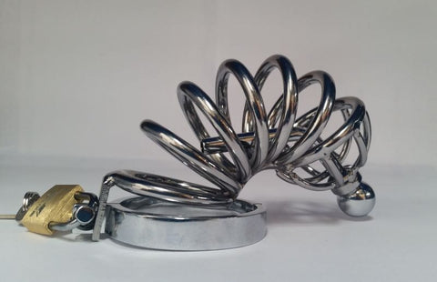 Seven Layers Asylum Cock Cage & Plug - Male Chastity