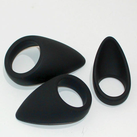 Silicone Tear Drop Cock Ring Black - Cock Rings