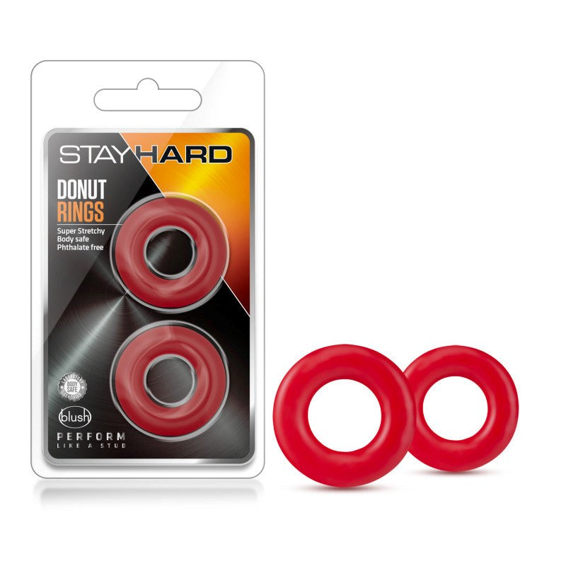 Stay Hard Donut Rings - Red Set Of 2 Cock Ring Sets