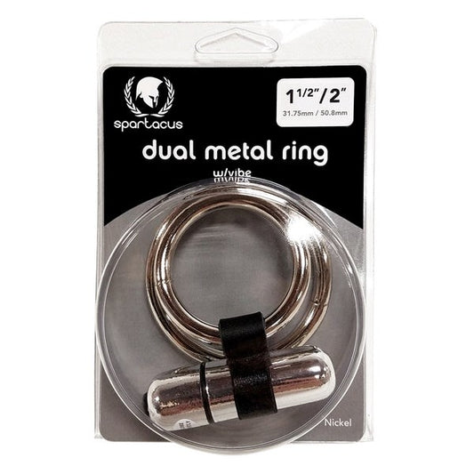Vibrating Dual Metal C Ring with Bullet - Cock Rings