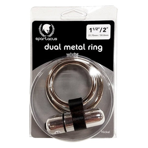 Vibrating Dual Metal C Ring with Bullet - Cock Rings