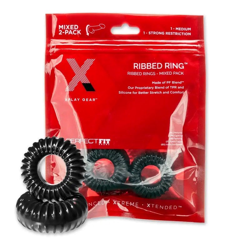 Xplay Ribbed Ring Mixed Pack Stretchy Cock Rings