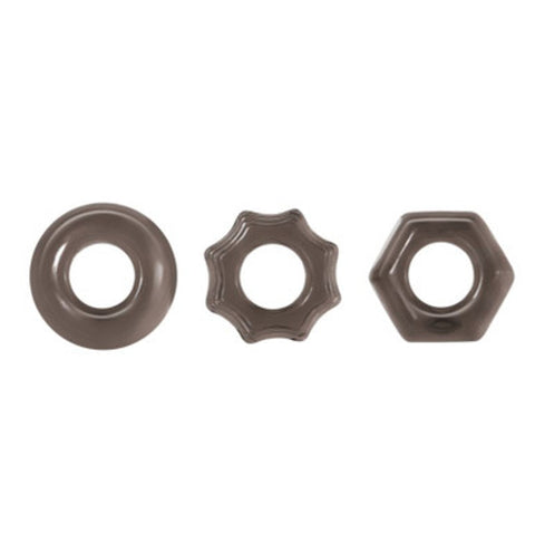 Zero Tolerance Triple Thick Cock Ring Set 3 Piece Smoke - Cock Ring Sets