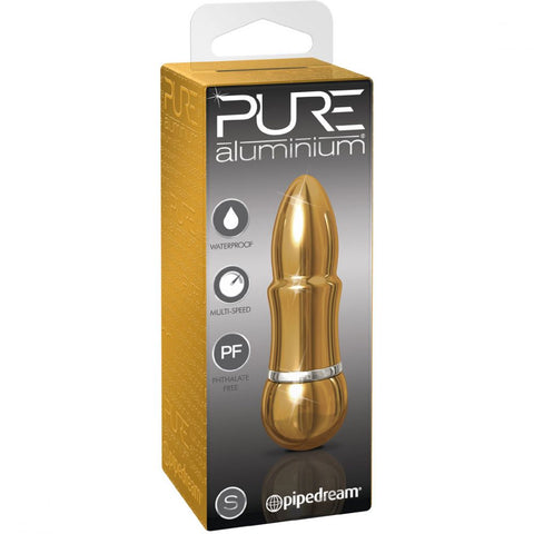 Pipedream Pure Aluminium Gold Small Vibrating Bullet - Personal Massagers