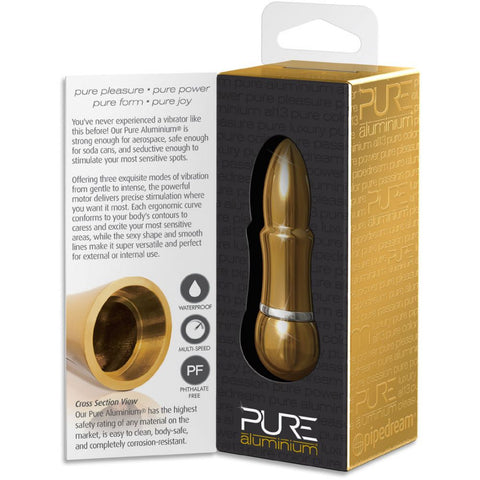 Pipedream Pure Aluminium Gold Small Vibrating Bullet - Personal Massagers