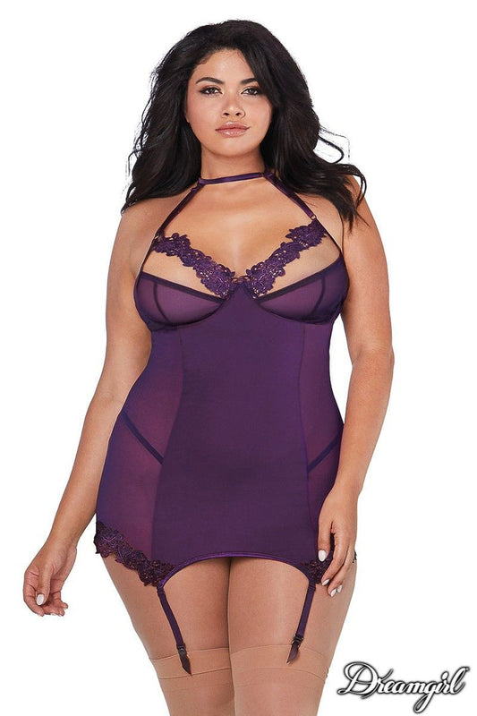 Dreamgirl Lingerie Sexy Womens Garterslip and G-String Queen - BabyDolls And Chemises