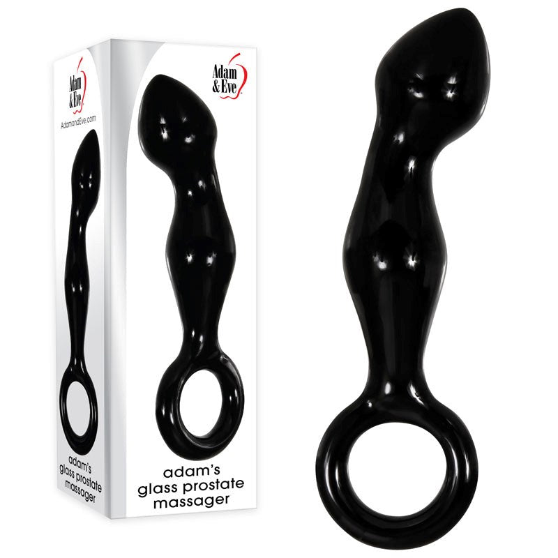 Adam & Eve Adams Glass Prostate Massager - Black Prostate Toys