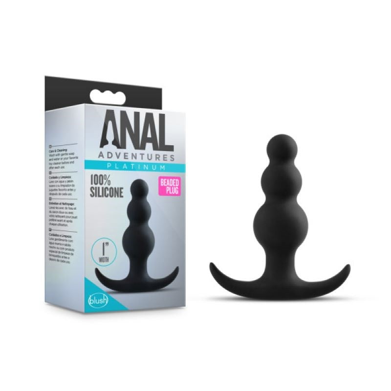 Anal Adventures Platinum Beaded Plug - Black Butt Plugs