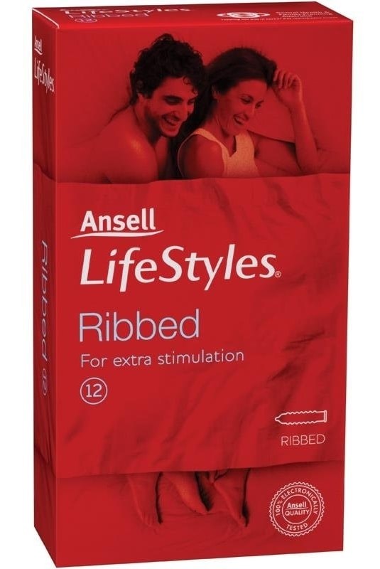 Ansell Lifestyle Stretchy Ribbed Condoms 12 Pk Condoms