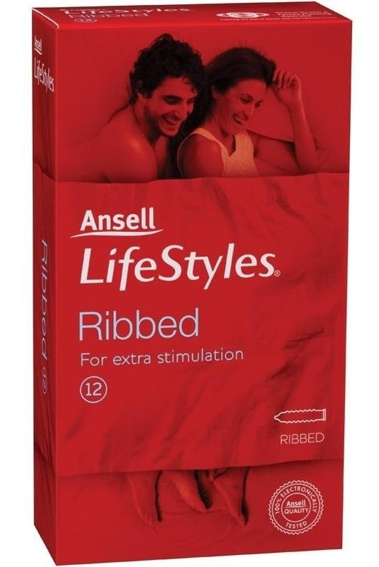 Ansell Lifestyle Ribbed Condoms 12 Pk Condoms