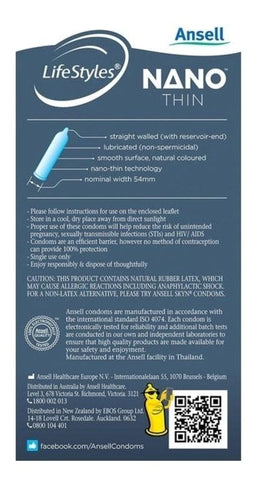 Ansell Lifestyles Nano Thins 10 Pack - Condoms