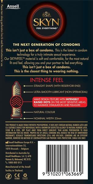 Ansell SKYN Intense Feel Condom 10 Pack Condoms