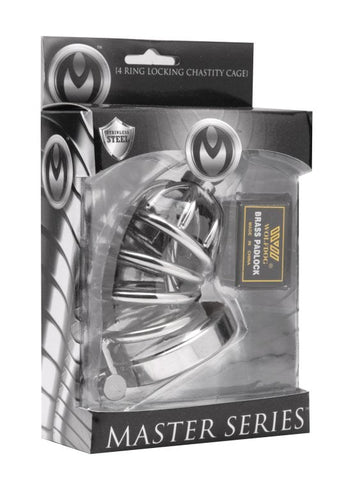 Asylum 4 Ring Locking Chastity Cage - Male Chastity
