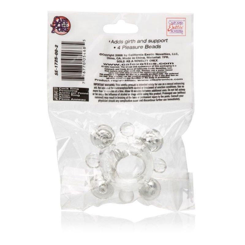 Basic Essentials Enhancer Ring with Beads Stretchy Cock Rings