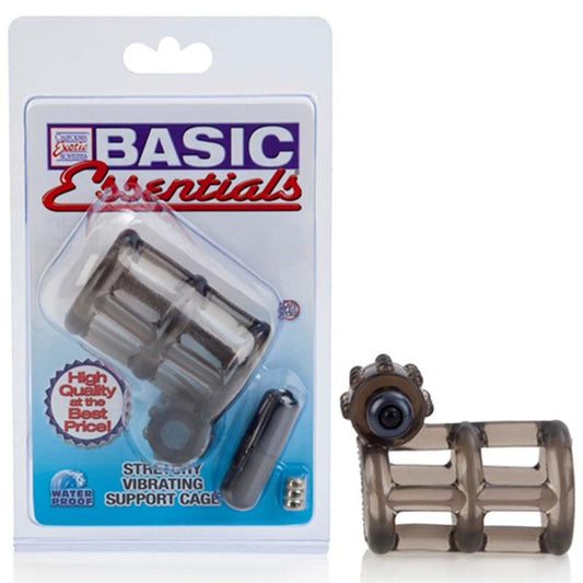 Basic Essentials Stretchy Vibrating Support Cock Cage - Cock Rings