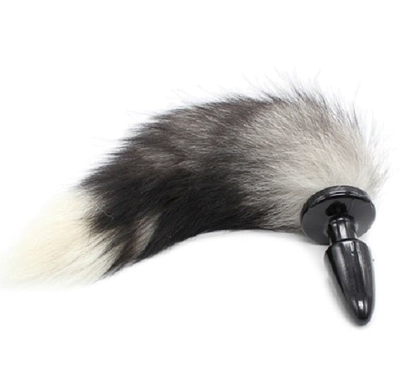 Black & White Faux Fox Tail Butt Plug Butt Plugs