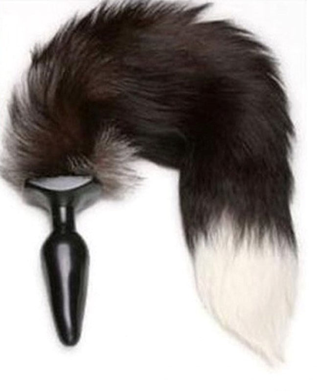 Black & White Faux Fox Tail Butt Plug Butt Plugs