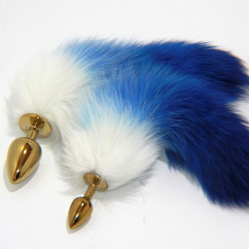 Colourful Faux Fox Tail Gold Butt Plug Butt Plugs