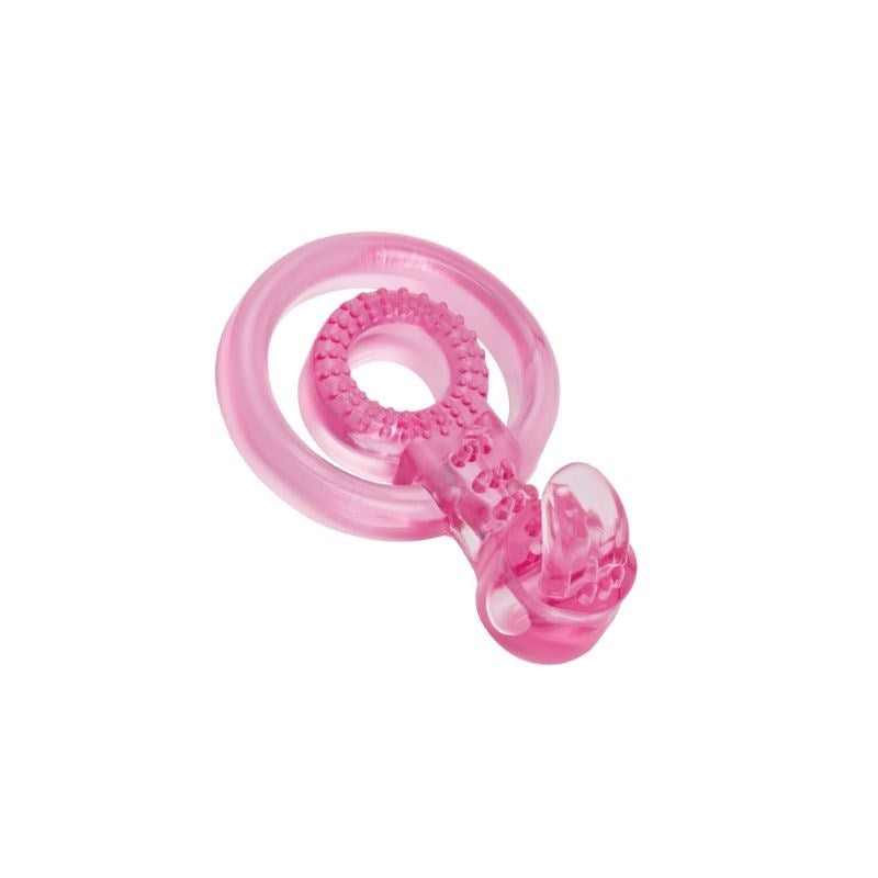 Bodywand Rechargeable Duo Ring with Clit Tickler - Pink Vibrating Cock Rings